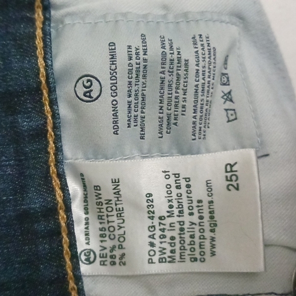 AG Adriano Goldschmied High Rise Stevie Cuff Slim Straight Blue Jeans, Size 25 - Picture 11 of 12